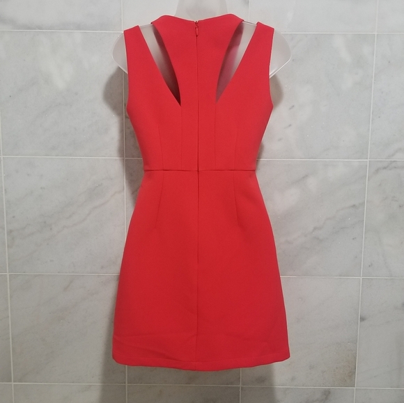 Bcbgmaxazria Red Bright Poppy V Neck Cutout Clayre - Picture 6 of 13